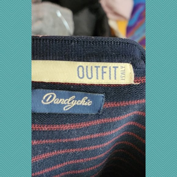 Outfit Italy Dandychic Navy Striped Eclectic Crewneck Sweater - Picture 5 of 5